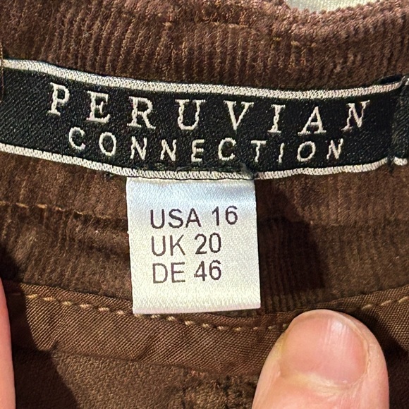 Peruvian Connection Corduroy Straight Leg Pant Brown 16 - Picture 2 of 8
